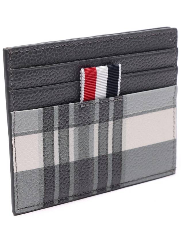 4-Bar Madras Pebble Grain Leather Card Wallet - THOM BROWNE - BALAAN 4