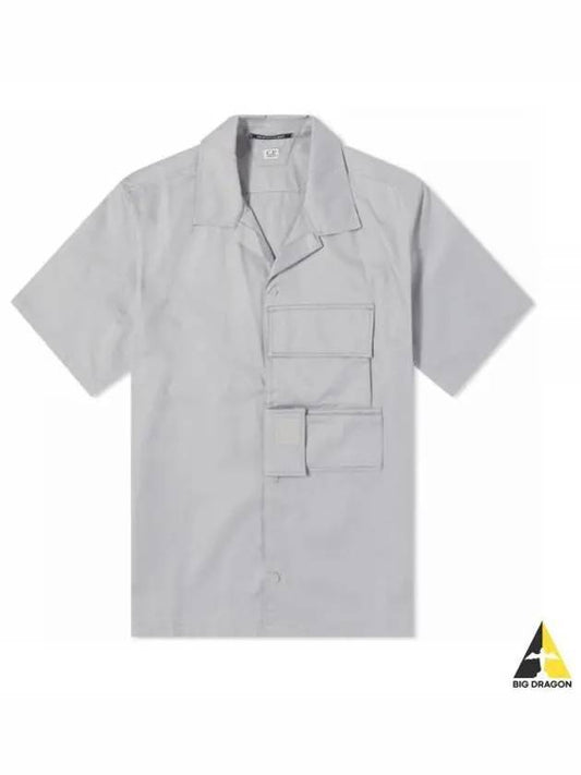 Metropolis Gabardine Short Sleeve Shirt Grey - CP COMPANY - BALAAN 2