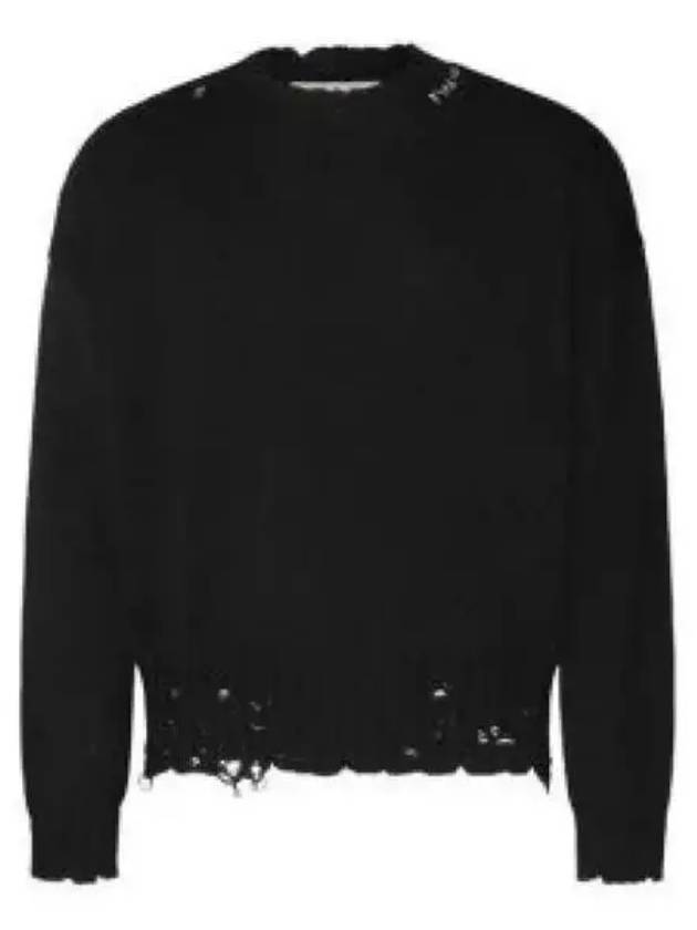 Embroided Logo Distressed Knit Top Black - MARNI - BALAAN 2