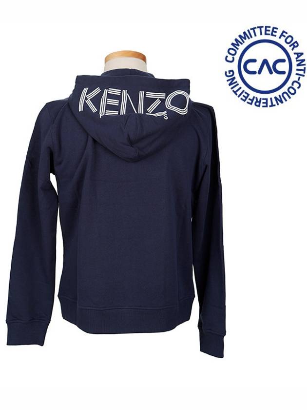 5BL722 4MD 78 Logo Navy Hooded Zip Up - KENZO - BALAAN 3