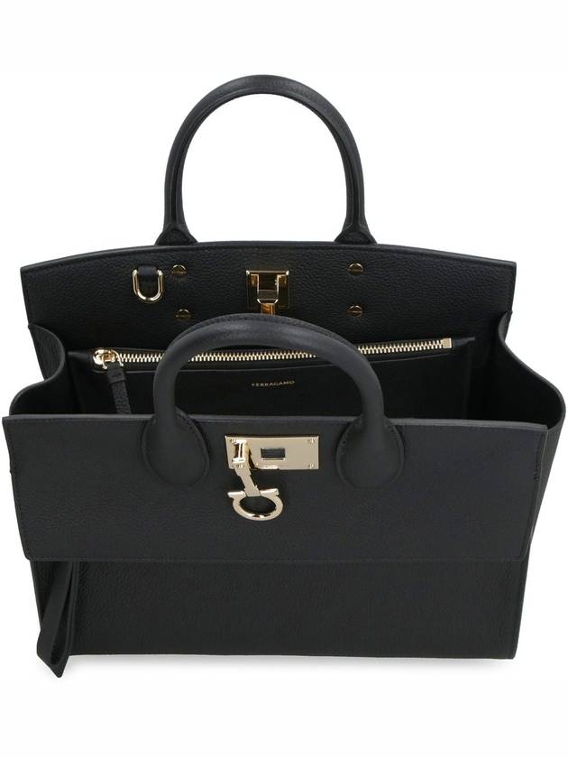 Studio Soft Top Handle Tote Bag Black - SALVATORE FERRAGAMO - BALAAN 7