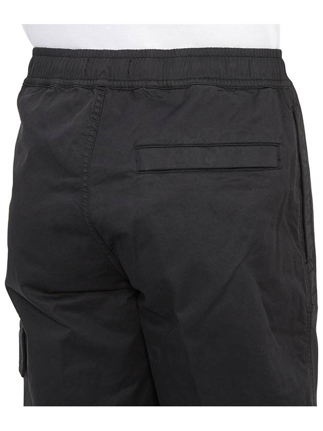 Ghost Stretch Cotton Wool Satin Cargo Straight Pants Black - STONE ISLAND - BALAAN 9