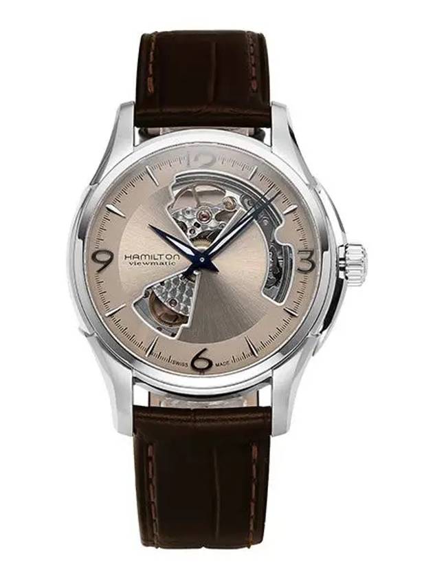 Jazzmaster Open Heart Auto 40mm Calf Leather Watch Brown - HAMILTON - BALAAN 3