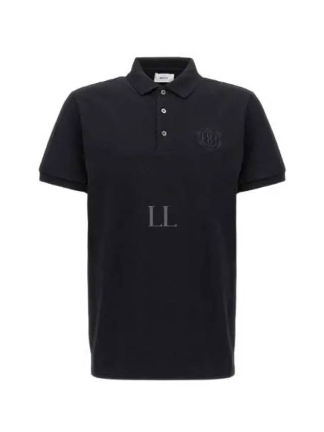 Embroidery Logo Short Sleeve Polo Shirt Black - BALLY - BALAAN 2