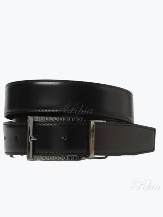 Men's Reversible Adjustable Leather Belt Black - SALVATORE FERRAGAMO - BALAAN 2