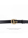 Men's GG Marmont Double G Buckle Gold Hardware Leather Belt Black - GUCCI - BALAAN 2