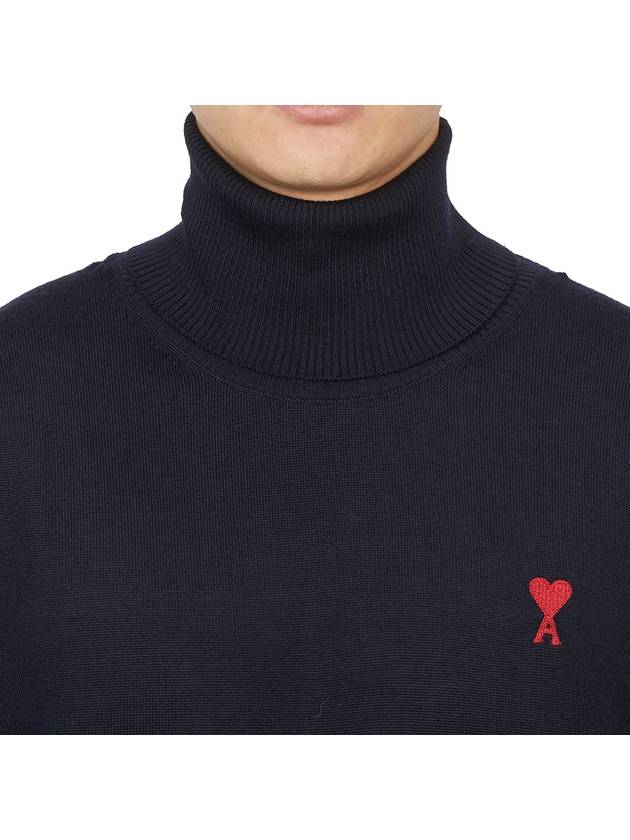 Heart Logo Wool Turtleneck Navy - AMI - BALAAN 6