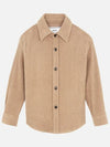 Women's Oversized Ribbed Shirt Jacket Beige - AMI - BALAAN 4