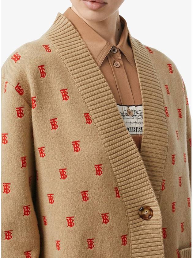 Monogram Wool Cashmere Oversized Cardigan Archive Beige - BURBERRY - BALAAN 5