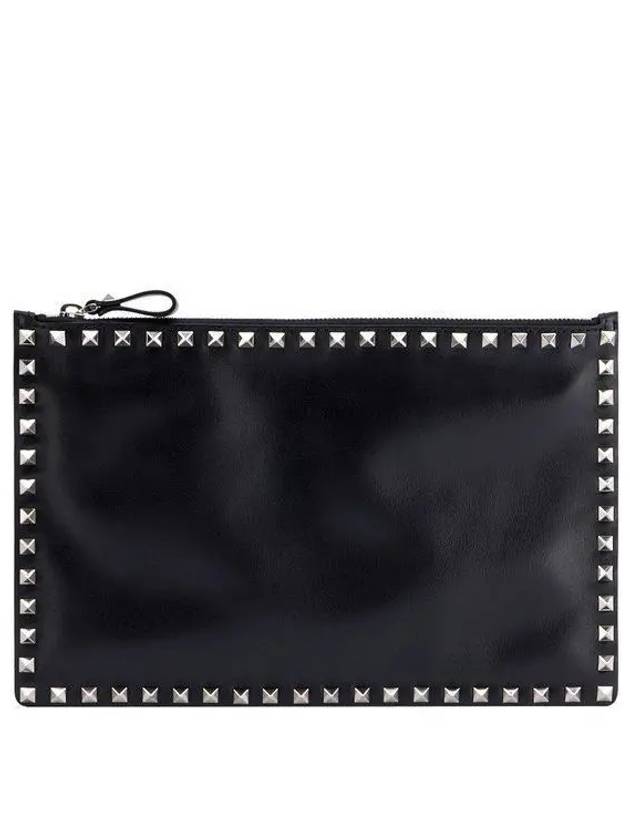 Rockstud Zipper Clutch Bag Black - VALENTINO - BALAAN 2