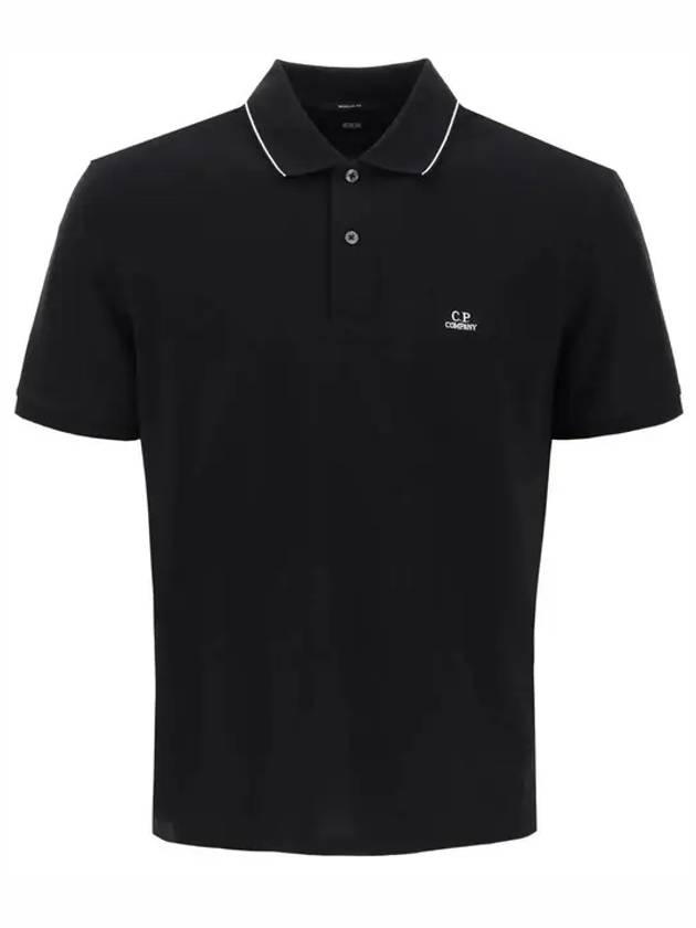 Stretch Piquet Regular Striped Collar Polo Shirt Black - CP COMPANY - BALAAN 2