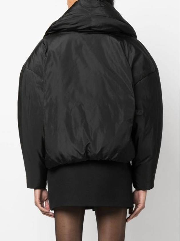 Cropped Puffer Silk Taffeta Jacket Black - SAINT LAURENT - BALAAN 4