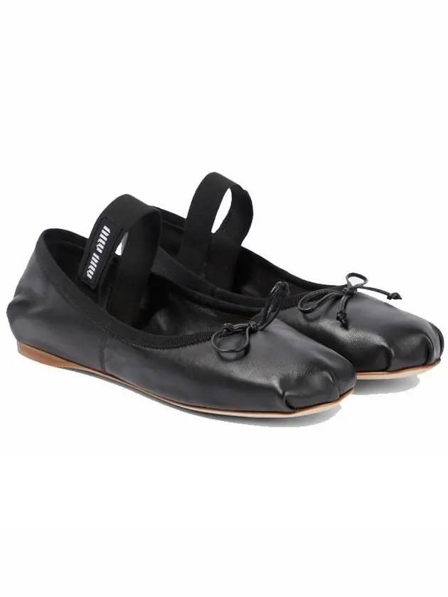 Women's Logo Leather Ballerinas Black - MIU MIU - BALAAN 2