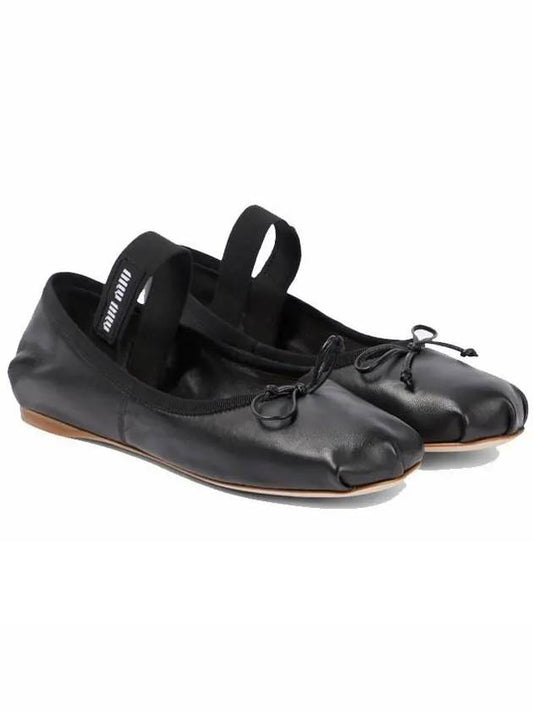 Women's Leather Ballerina Black - MIU MIU - BALAAN 2