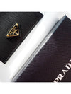 Vitello Triangle Logo Card Wallet Black - PRADA - BALAAN 3