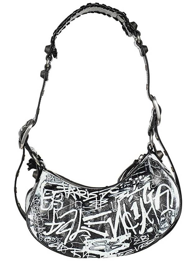 Le Cagole XS Graffiti Lambskin Shoulder Bag Black - BALENCIAGA - BALAAN 3