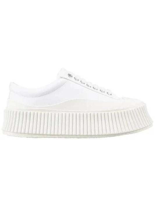 Platform Canvas Low Top Sneakers White - JIL SANDER - BALAAN.