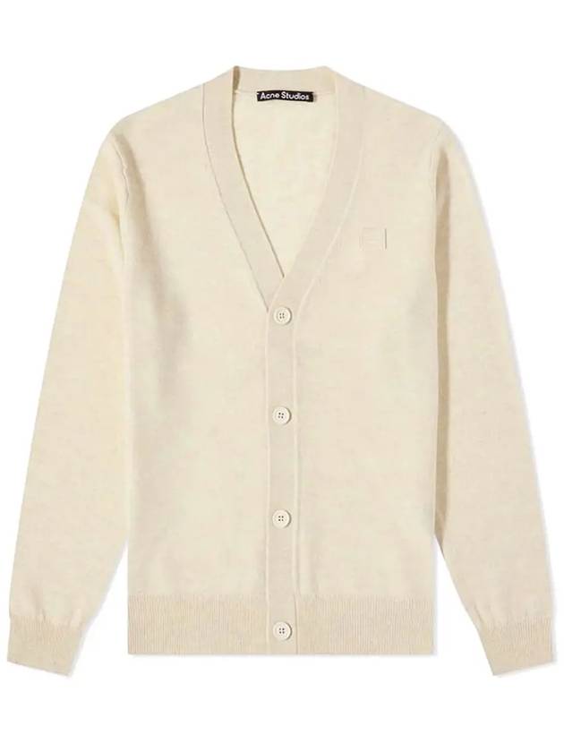 Keve Face Wool V-neck Cardigan Oatmeal Melange - ACNE STUDIOS - BALAAN 3