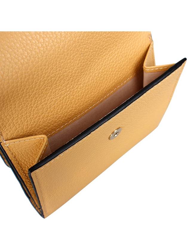 Alphabet Grain Leather Flap Small Half Wallet Yellow - CHLOE - BALAAN 9