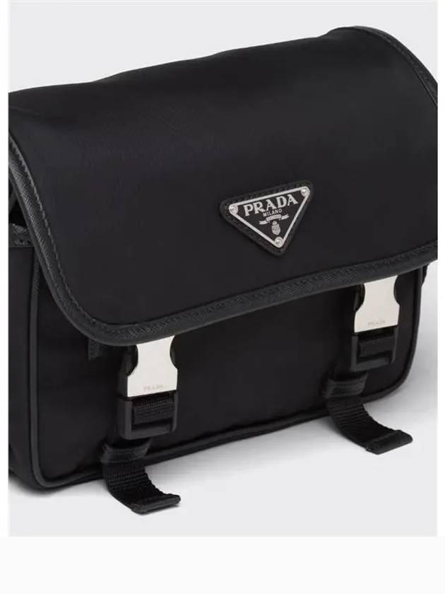 Triangle Logo Re-Nylon Saffiano Leather Cross Bag Black - PRADA - BALAAN 7