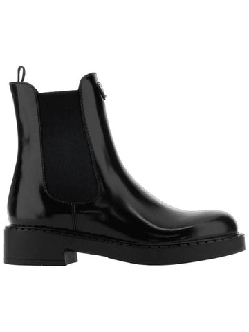 Brushed Calfskin Leather Chelsea Boots Black - PRADA - BALAAN 1