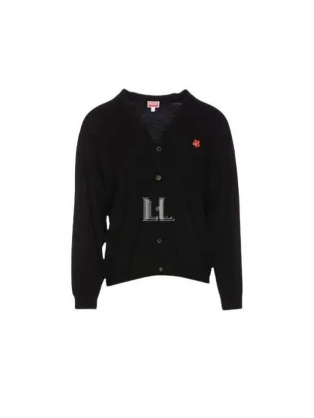 Boke Flower Crest Wool Cardigan Black - KENZO - BALAAN 2