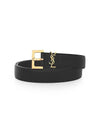 Men's Monogram Grain Leather Belt Gold - SAINT LAURENT - BALAAN 2