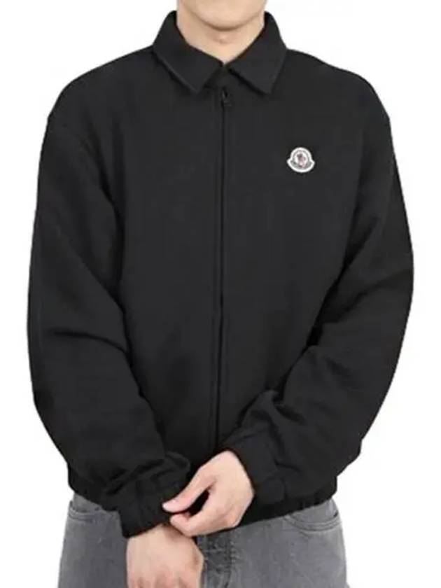 8G00058 89AEN 998 Logo Patch Zip up Jacket Black Men s TEO 271235 - MONCLER - BALAAN 1