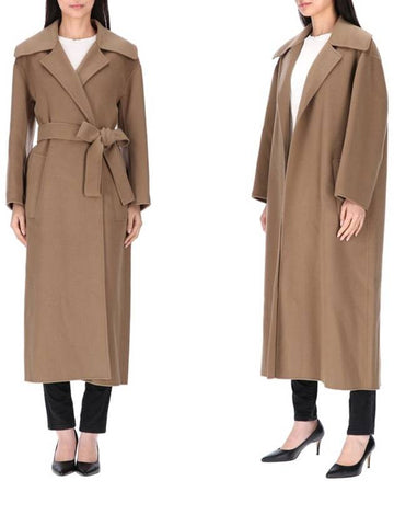 Giulietta Waist Belted Wool Single Coat Light Brown - MAX MARA - BALAAN 1