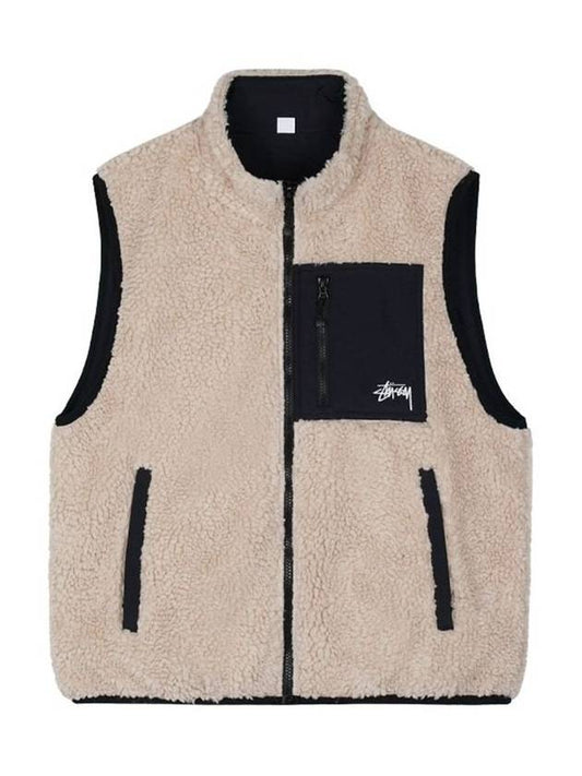 Unisex Sherpa Reversible Vest Beige 118528 1032 - STUSSY - BALAAN 1