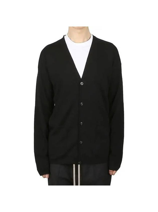 Peter V-neck Knit Wool Cardigan Black - RICK OWENS - BALAAN 2