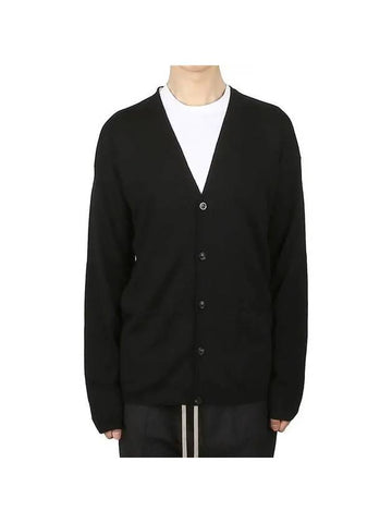 Peter V-neck Knit Wool Cardigan Black - RICK OWENS - BALAAN 1