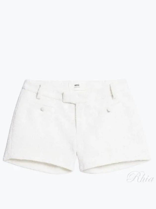 Boucle Shorts White - AMI - BALAAN 2