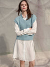 Women’s Candy V-neck Wool Knit Vest Sky Blue - SORRY TOO MUCH LOVE - BALAAN 1