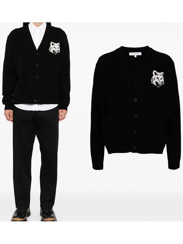 Maison Kitsune Bold Fox Head Patch Men s Intarsia Comfort Cardigan NM00508 P199 - POLO RALPH LAUREN - BALAAN 1