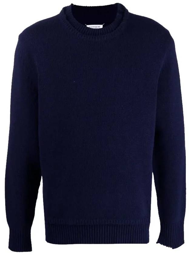 Elbow Patch Wool Knit Top Navy - MAISON MARGIELA - BALAAN 3