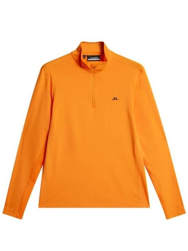 Men's Luke Quarter Zip Mid Layer Long Sleeve T-Shirt Persimmon Orange - J.LINDEBERG - BALAAN 2