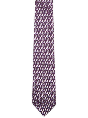 Rabbit Print Silk Tie Purple - SALVATORE FERRAGAMO - BALAAN 1