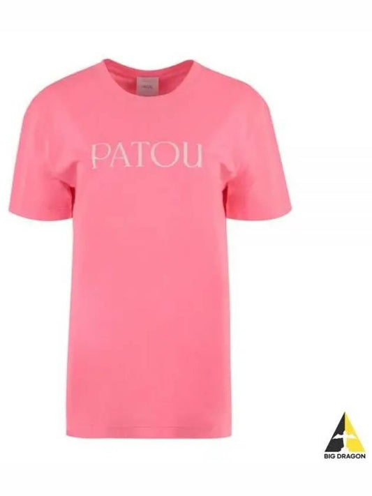 Logo Cotton Short Sleeve T-Shirt Pink - PATOU - BALAAN 2