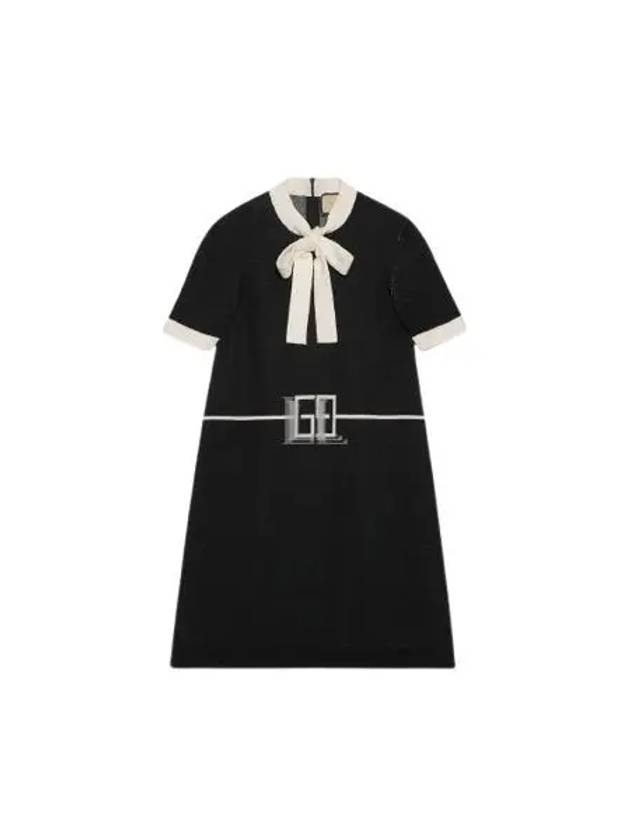 Square GG Wool Jacquard Short Dress Black Ivory - GUCCI - BALAAN 2