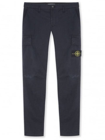 Logo Patch Cargo Straight Pants Navy - STONE ISLAND - BALAAN 1