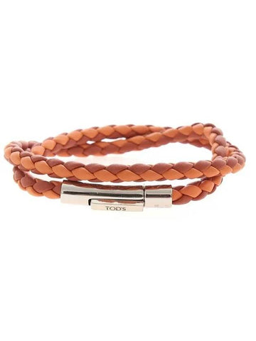 Men's My Color Weaving Leather Bracelet Orange Red - TOD'S - BALAAN 1