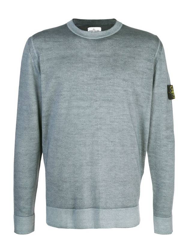 Wappen Patch Round Wool Knit Top Grey Blue - STONE ISLAND - BALAAN 1