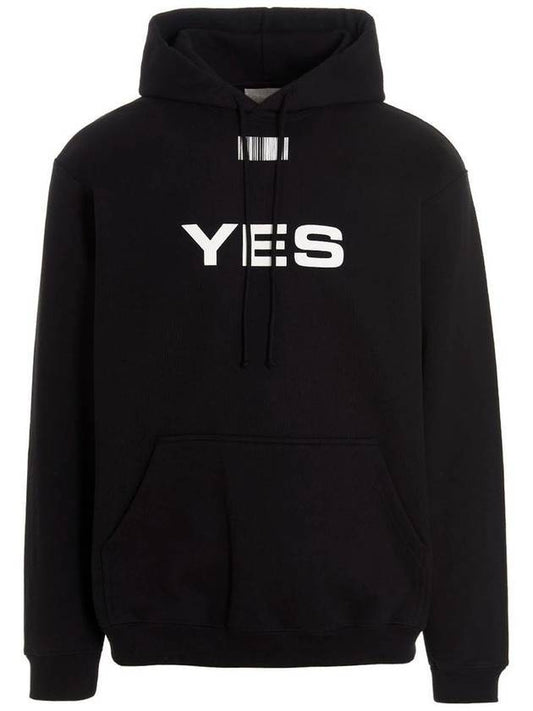 Yes No Barcode Print Hoodie Black - VETEMENTS - BALAAN.