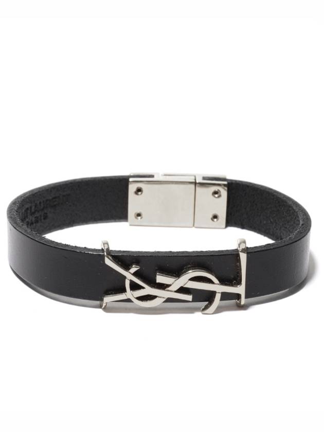 Monogram Leather Bracelet Black - SAINT LAURENT - BALAAN 6