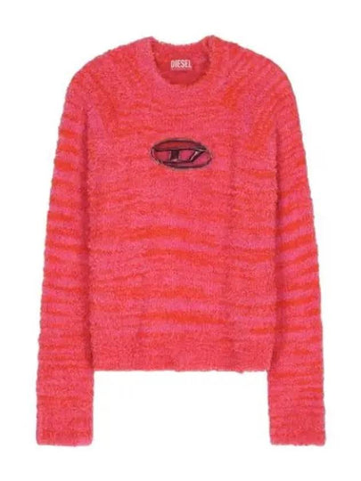 Fluffy Jumper Oval D Plaque Knit Top Pink Orange - DIESEL - BALAAN 2