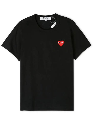 Comme des Gar ons Women s Heart Wappen Black Short Sleeve T Shirt AZ T107 051 1 - COMME DES GARCONS PLAY - BALAAN 1