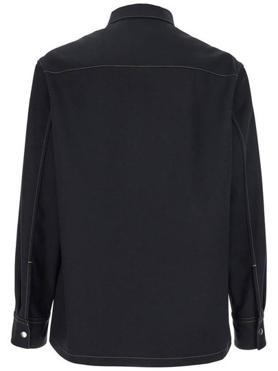 Black Zip-Up Shirt With Contrasting Stitching In Tech Fabric Man - JIL SANDER - BALAAN 2