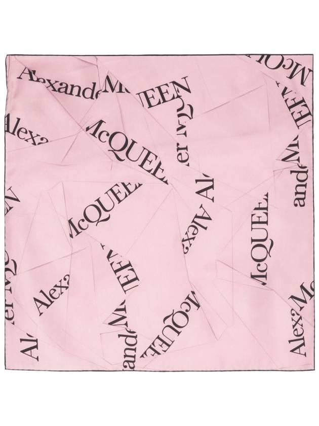 ALEXANDER MCQUEEN ROSE PINK/BLACK SILK JACQUARD SCARF - ALEXANDER MCQUEEN - BALAAN 1