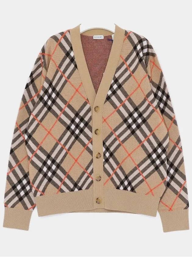 Check Wool Mohair Blend Cardigan Sand - BURBERRY - BALAAN 3